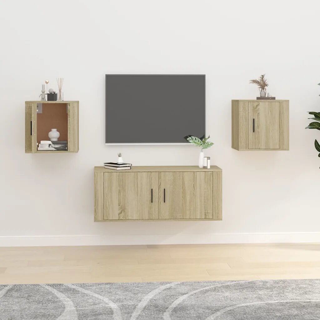 vidaXL ТВ шкафове със стенен монтаж 2 бр сонома дъб 40x345x40 см