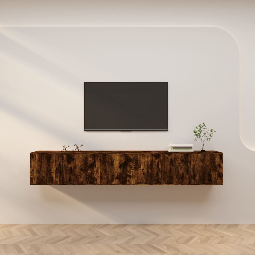 vidaXL ТВ шкафове със стенен монтаж 3 бр опушен дъб 80x345x40 см