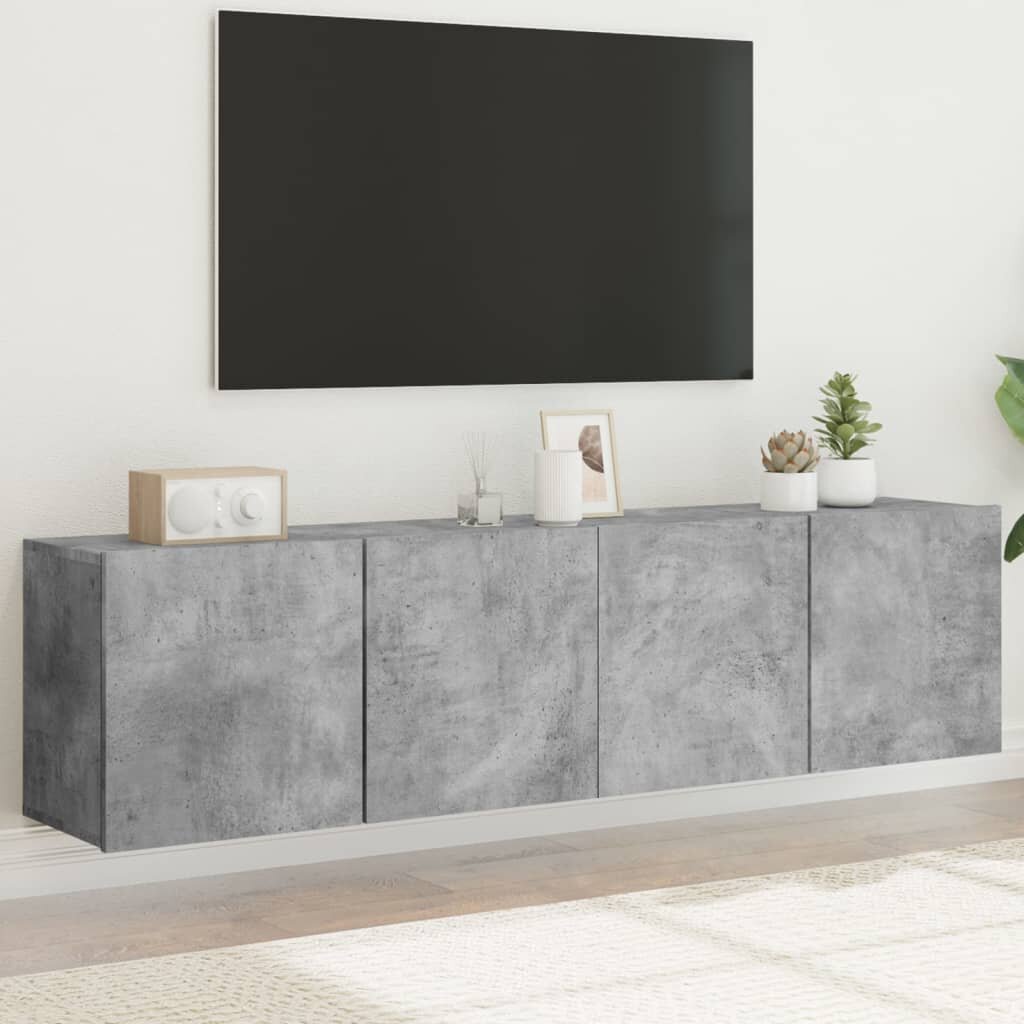 vidaXL ТВ шкафове за стенен монтаж 2 бр бетонно сив 80x30x41 см