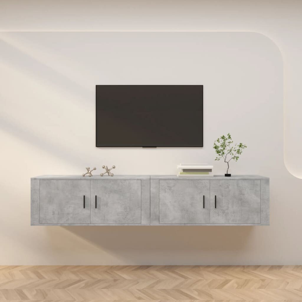 vidaXL ТВ шкафове за стенен монтаж 2 бр бетонно сиви 100x345x40 см