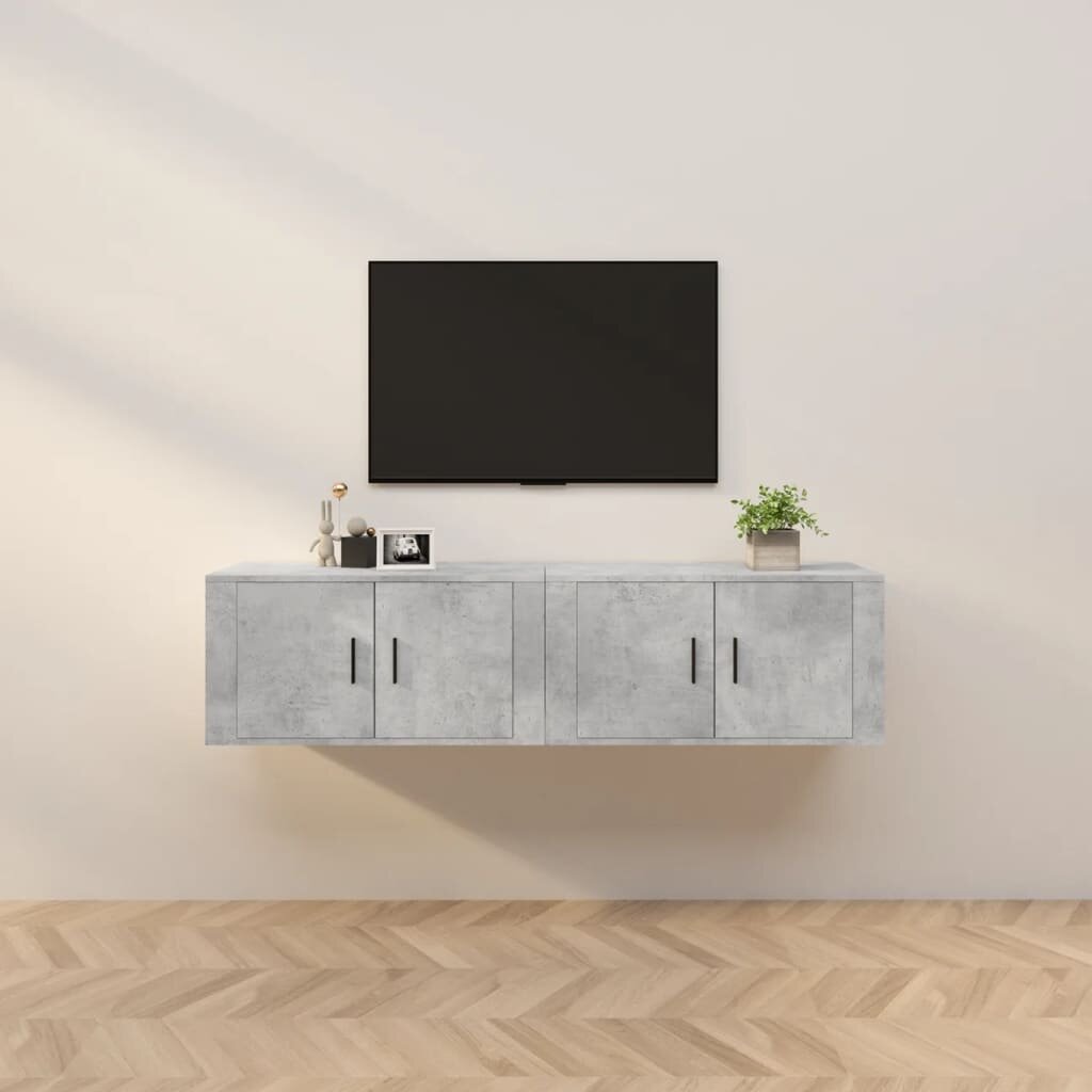 vidaXL ТВ шкафове за стенен монтаж 2 бр бетонно сиви 80x345x40 см
