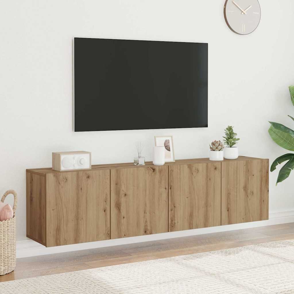 vidaXL ТВ шкафове за стенен монтаж 2 бр дъб артизан 80x30x41 см