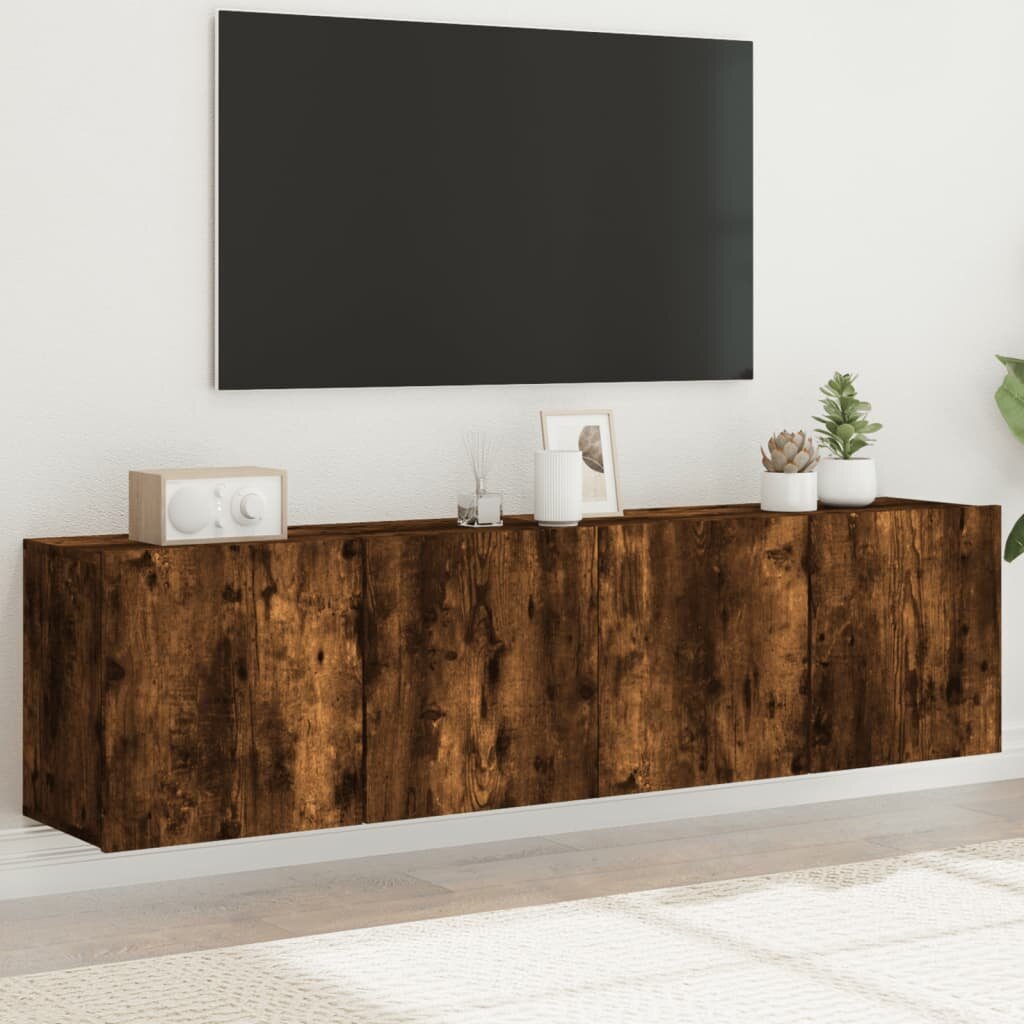 vidaXL ТВ шкафове за стенен монтаж 2 бр опушен дъб 80x30x41 см