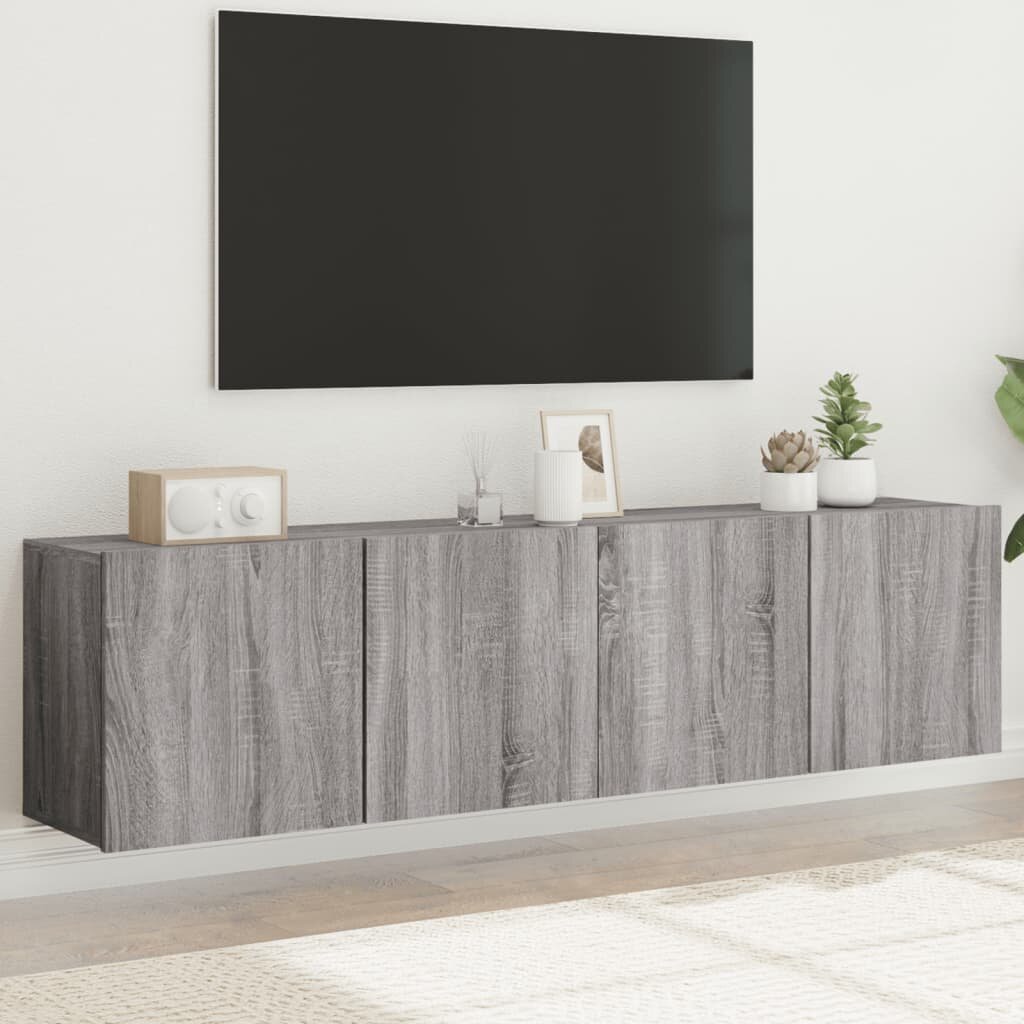vidaXL ТВ шкафове за стенен монтаж 2 бр сив сонома 80x30x41 см