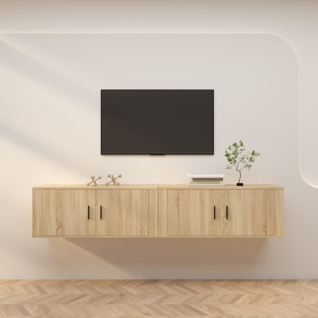 vidaXL ТВ шкафове за стенен монтаж 2 бр сонома дъб 100x345x40 см
