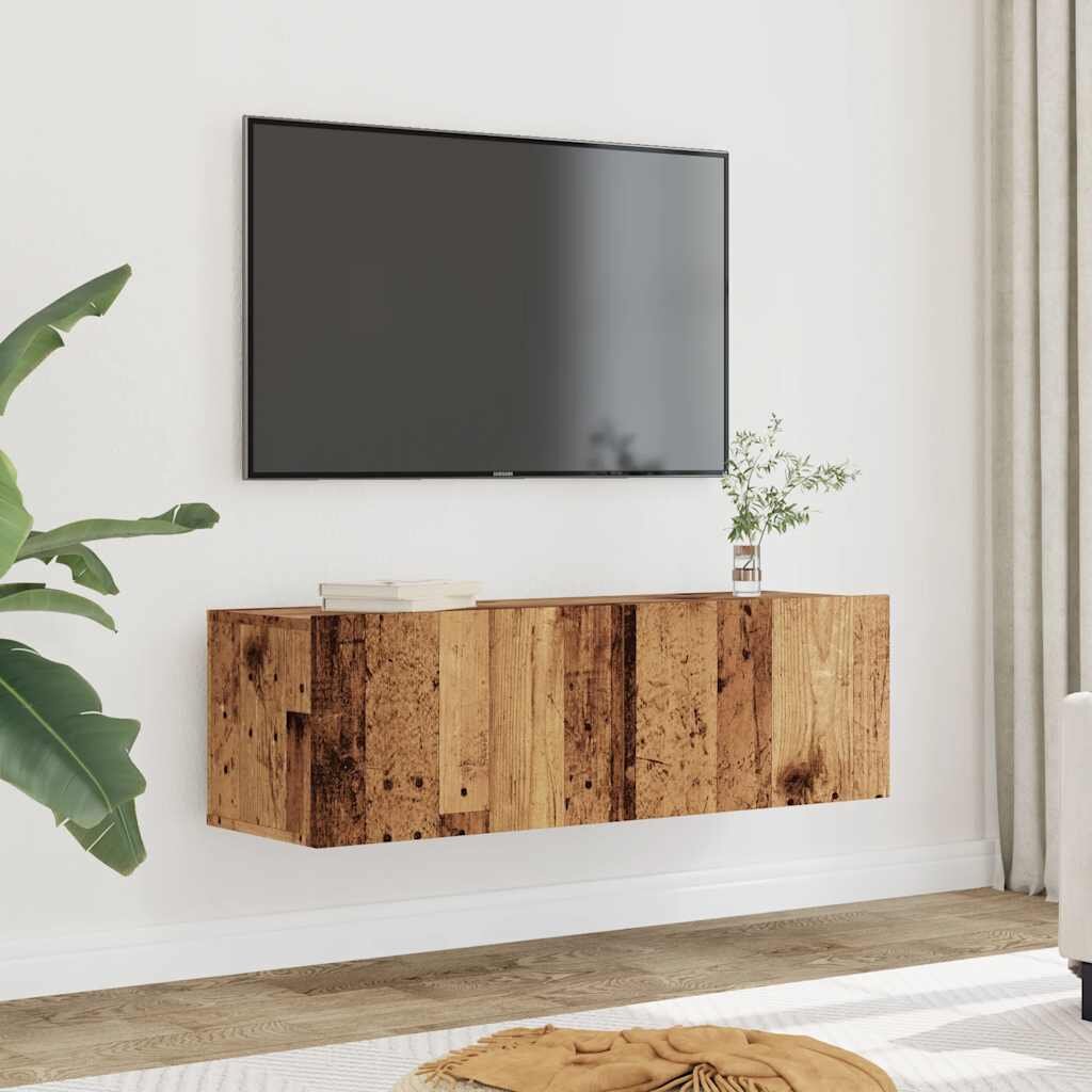 vidaXL ТВ шкафове за стенен монтаж 2 бр старо дърво 100x30x30 см