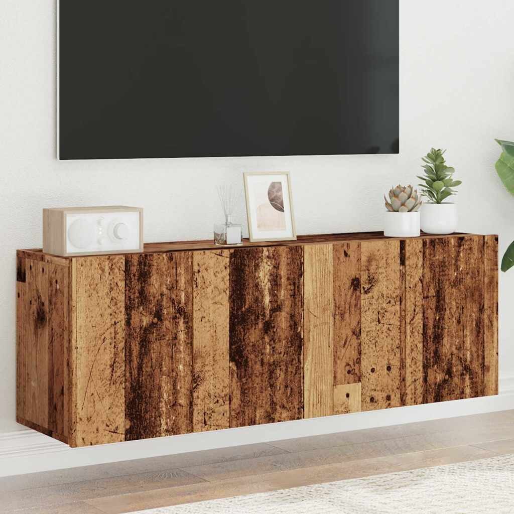 vidaXL ТВ шкафове за стенен монтаж 2 бр старо дърво 60x30x41 см