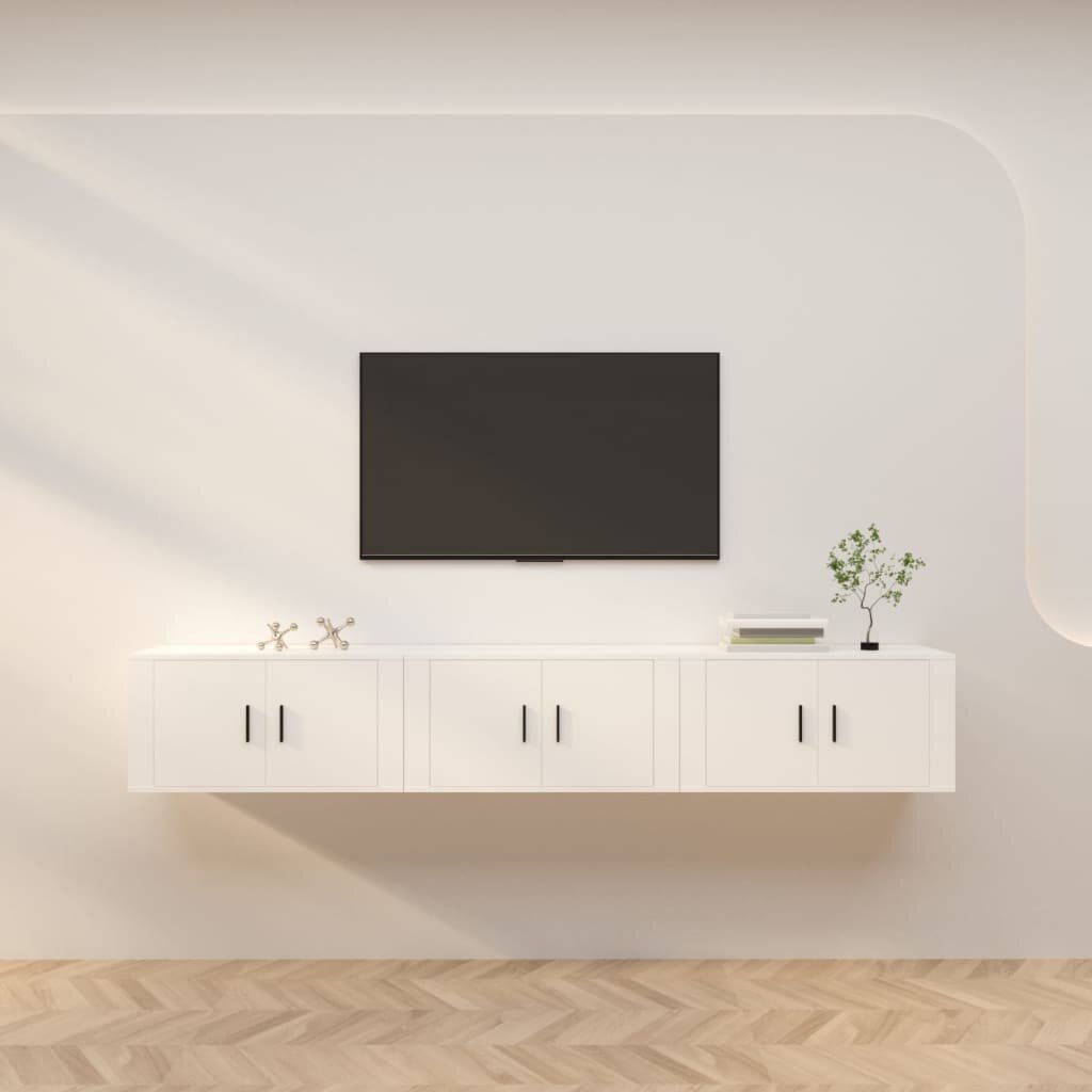 vidaXL ТВ шкафове за стенен монтаж 3 бр бели 80x345x40 см