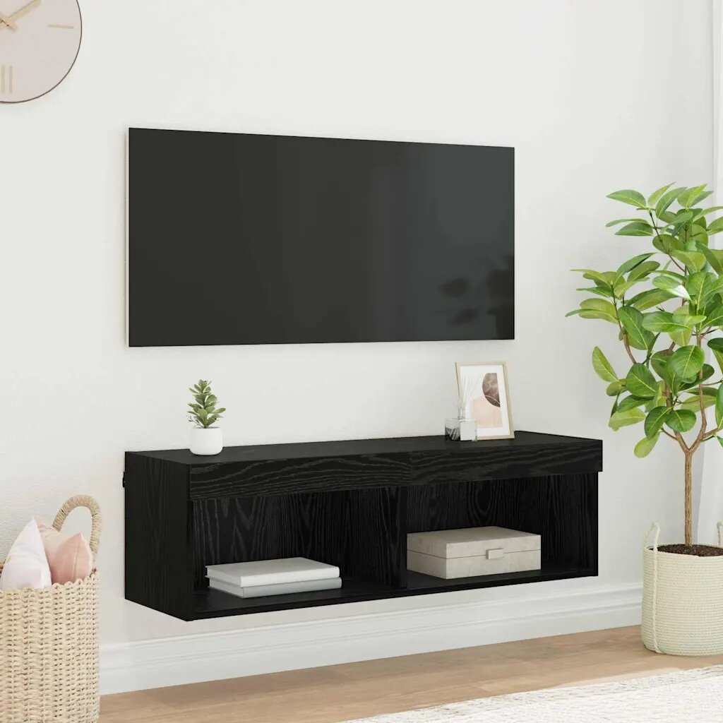 vidaXL TV стенен шкаф 100 x 30 x 30 cm Черния дъб Инженерна дървесина
