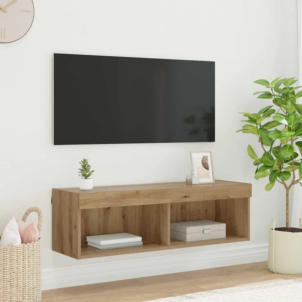 vidaXL TV стенен шкаф 100 x 30 x 30 cm Дъб Инженерна дървесина