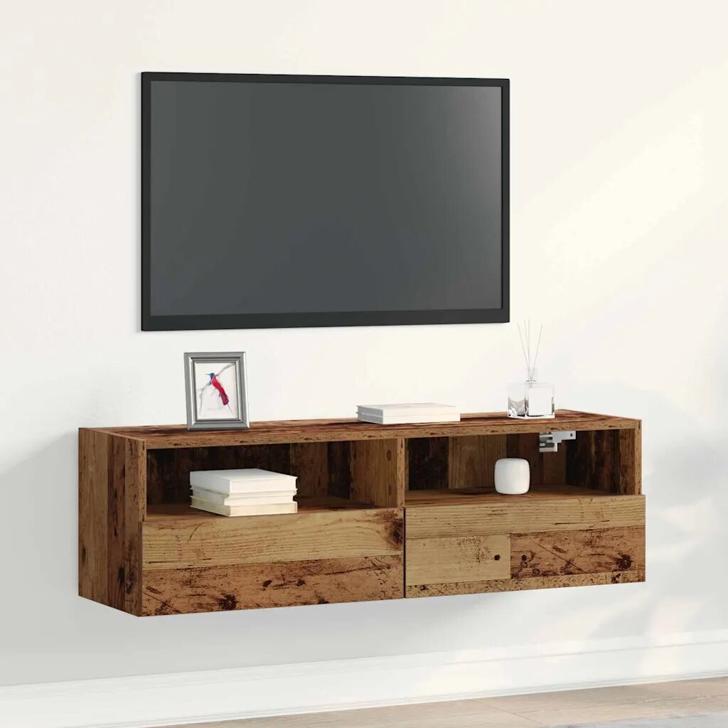 vidaXL TV стенен шкаф 100 x 30 x 30 cm Старо дърво Инженерна дървесина