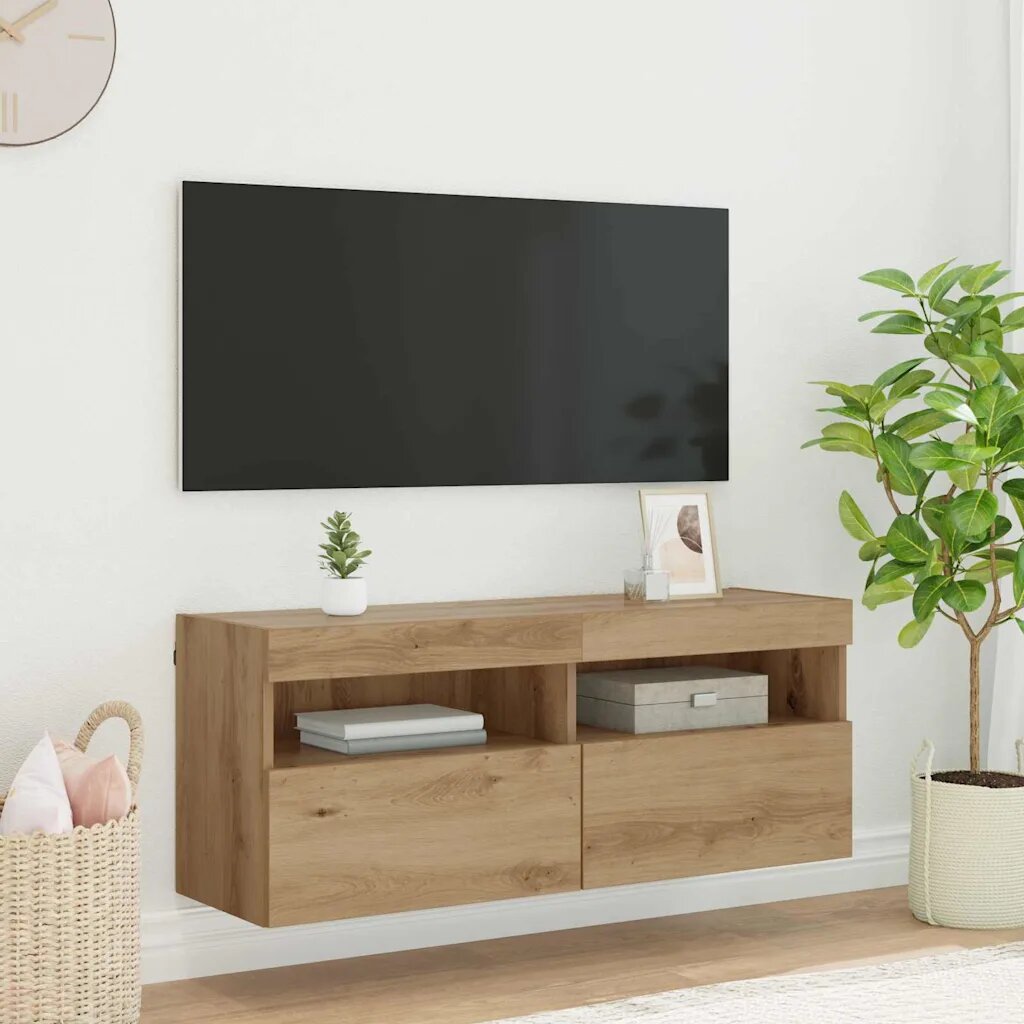 vidaXL TV стенен шкаф 100 x 30 x 40 см Дъб Инженерна дървесина