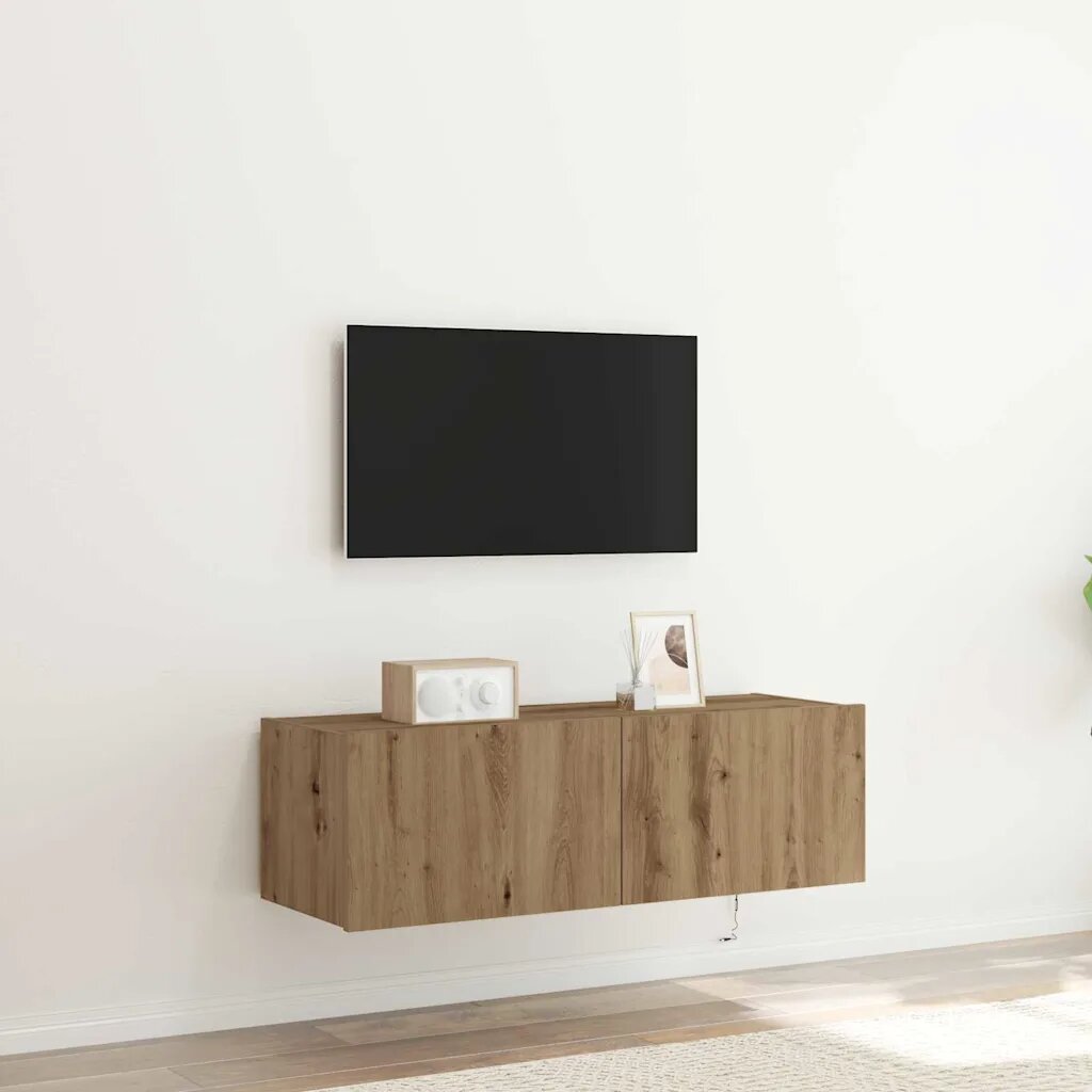 vidaXL TV стенен шкаф 100 x 35 x 31 cm Дъб Инженерна дървесина
