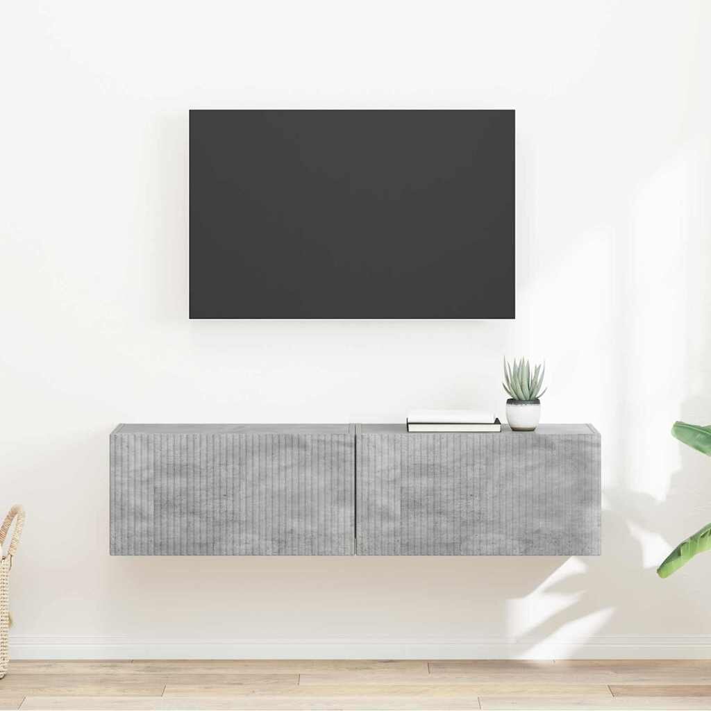 vidaXL TV стенен шкаф 2 бр. Бетон Инженерна дървесина