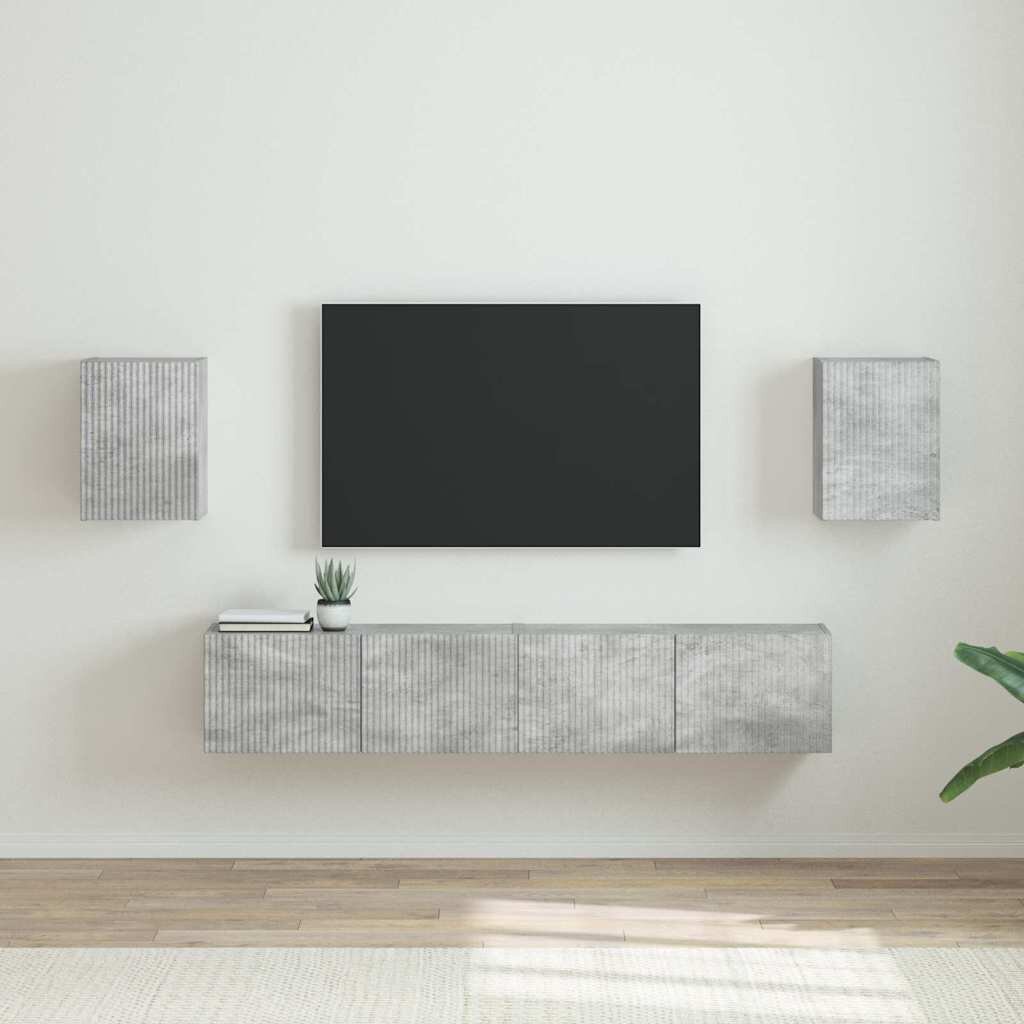 vidaXL TV стенен шкаф 2 бр. Бетон Инженерна дървесина