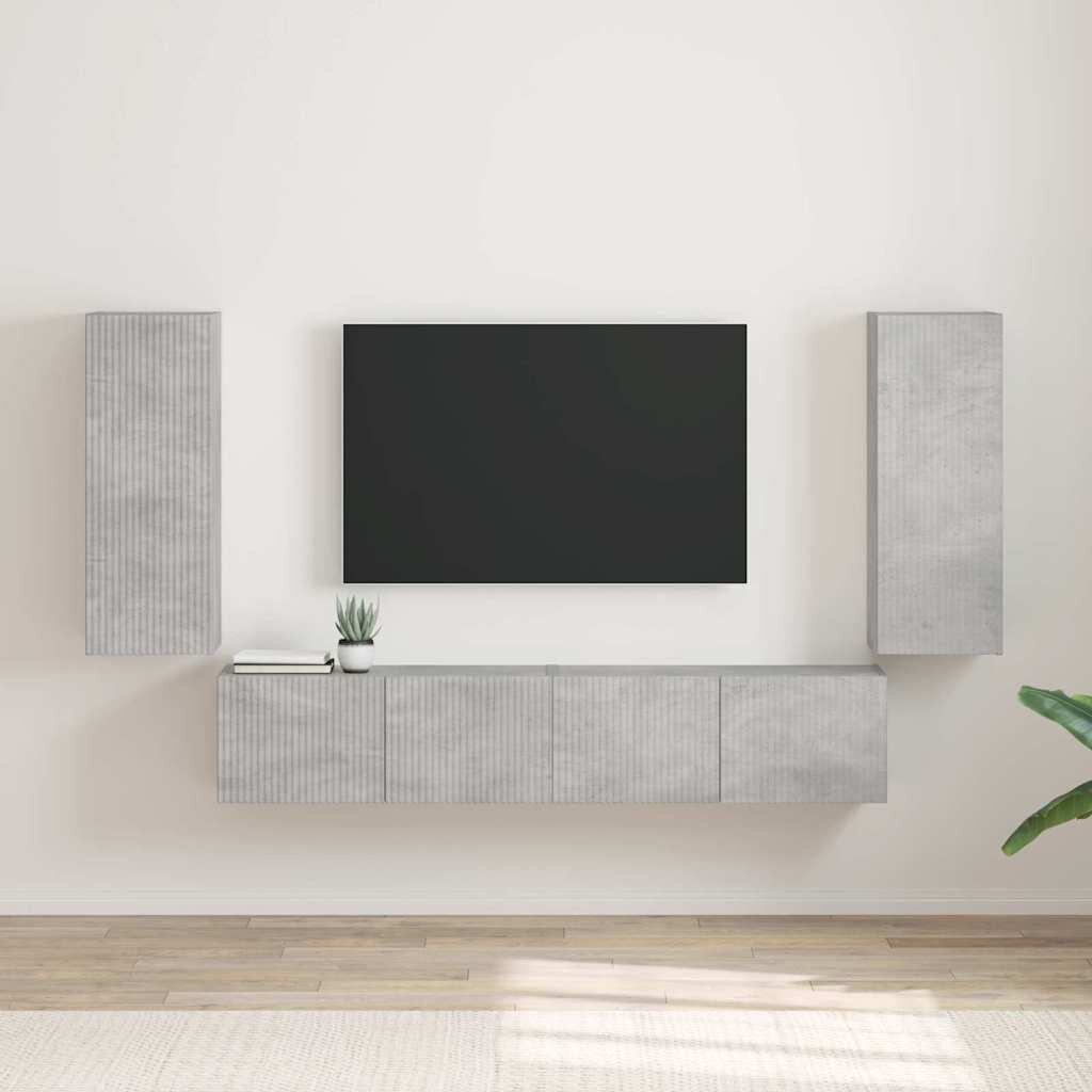 vidaXL TV стенен шкаф 2 бр. Бетон Инженерна дървесина