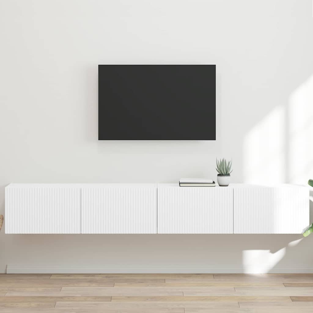 vidaXL TV стенен шкаф 2 бр. Бяло Инженерна дървесина