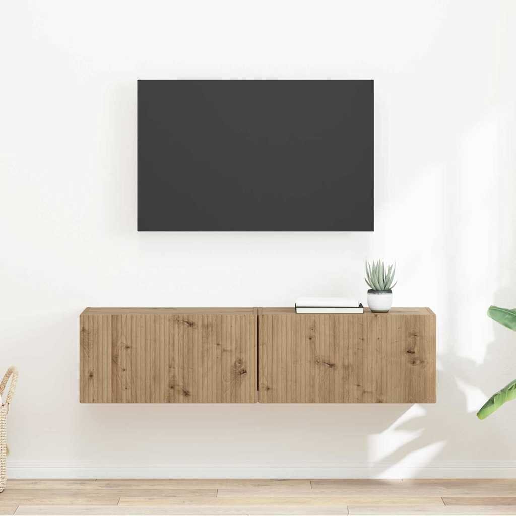 vidaXL TV стенен шкаф 2 бр. Дъб Артизан Инженерна дървесина