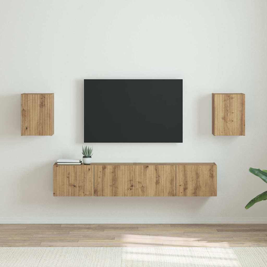 vidaXL TV стенен шкаф 2 бр. Дъб артизан Инженерна дървесина