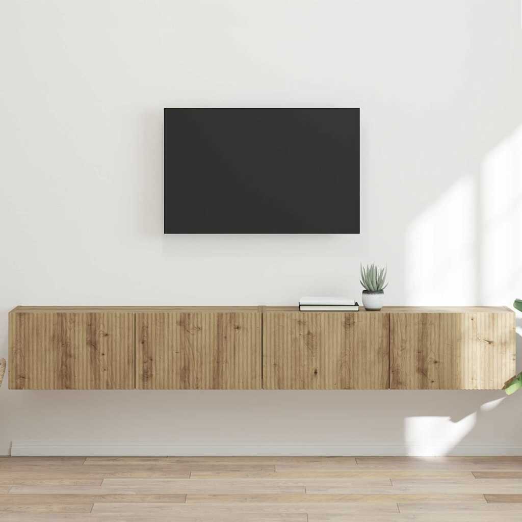 vidaXL TV стенен шкаф 2 бр. Дъб Артизан Инженерна дървесина