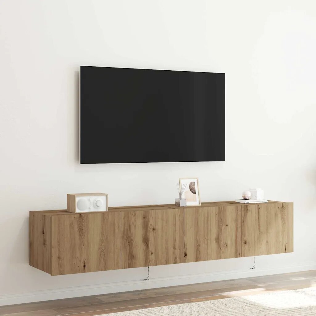 vidaXL TV стенен шкаф 2 бр. Дъб Инженерна дървесина