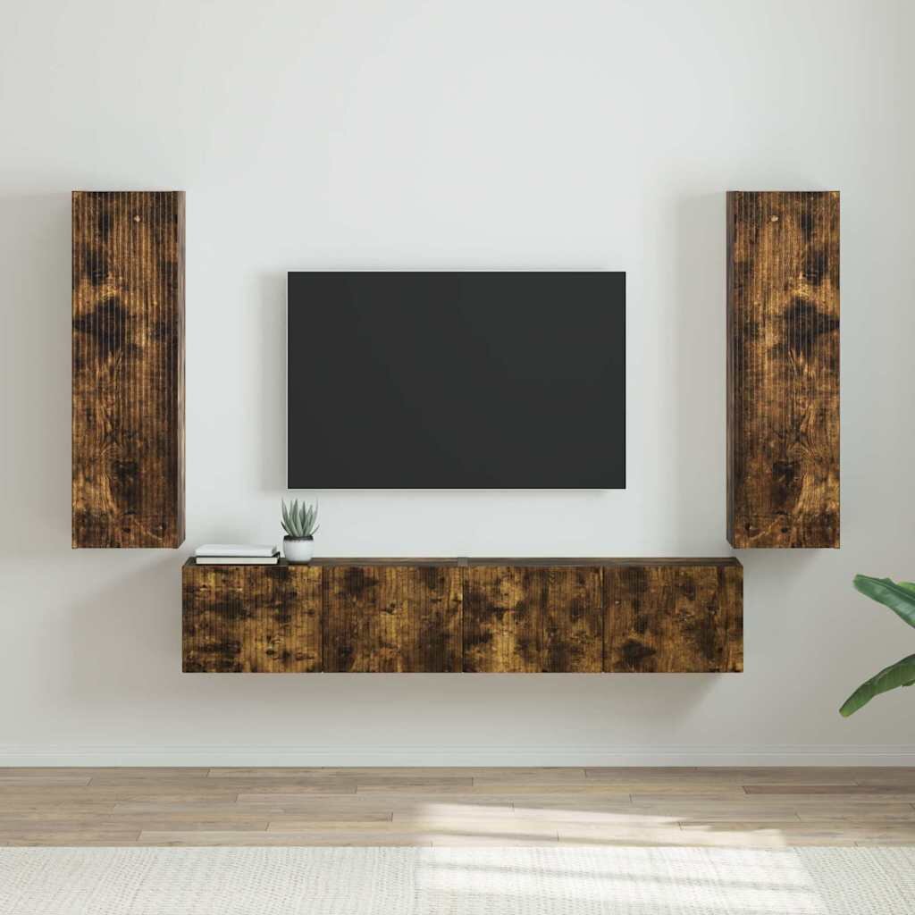 vidaXL TV стенен шкаф 2 бр. Димян дъб Инженерна дървесина