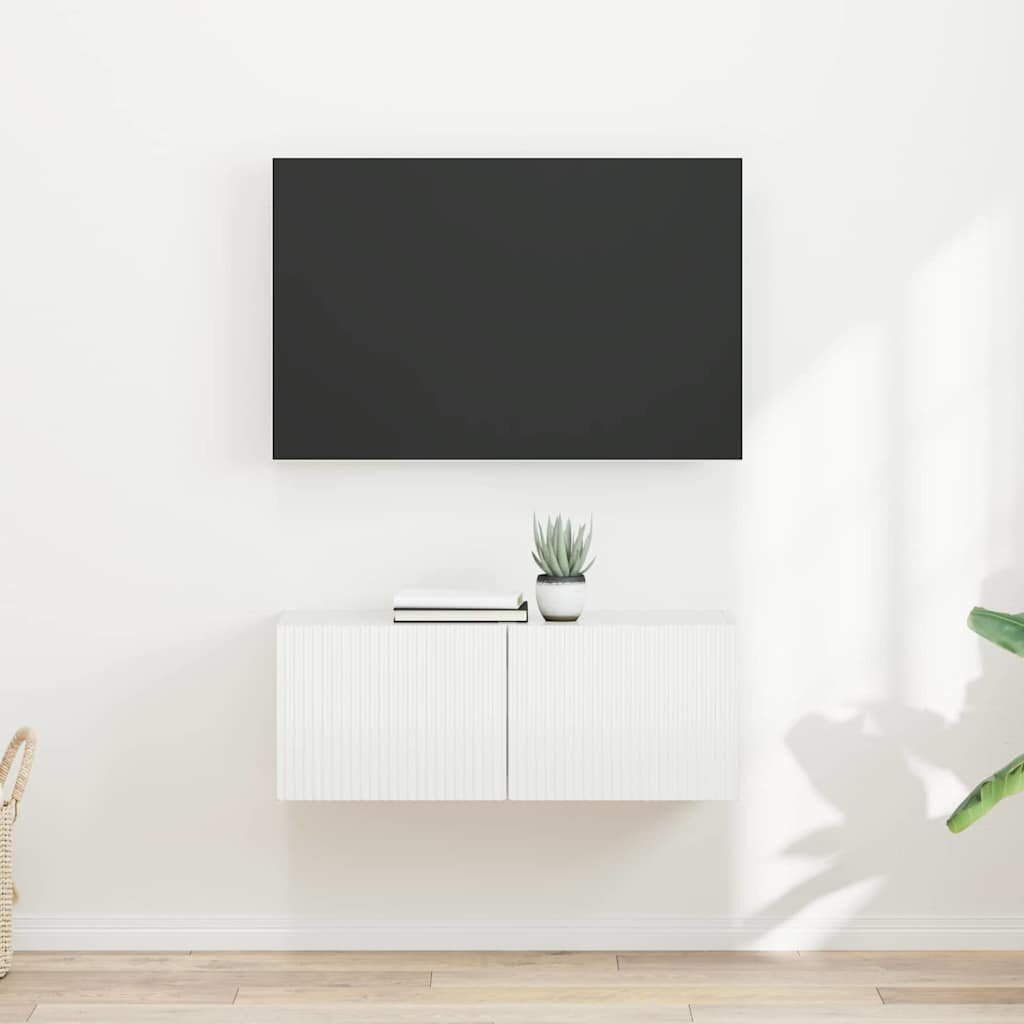 vidaXL TV стенен шкаф 2 бр. Гланц бяло Инженерна дървесина