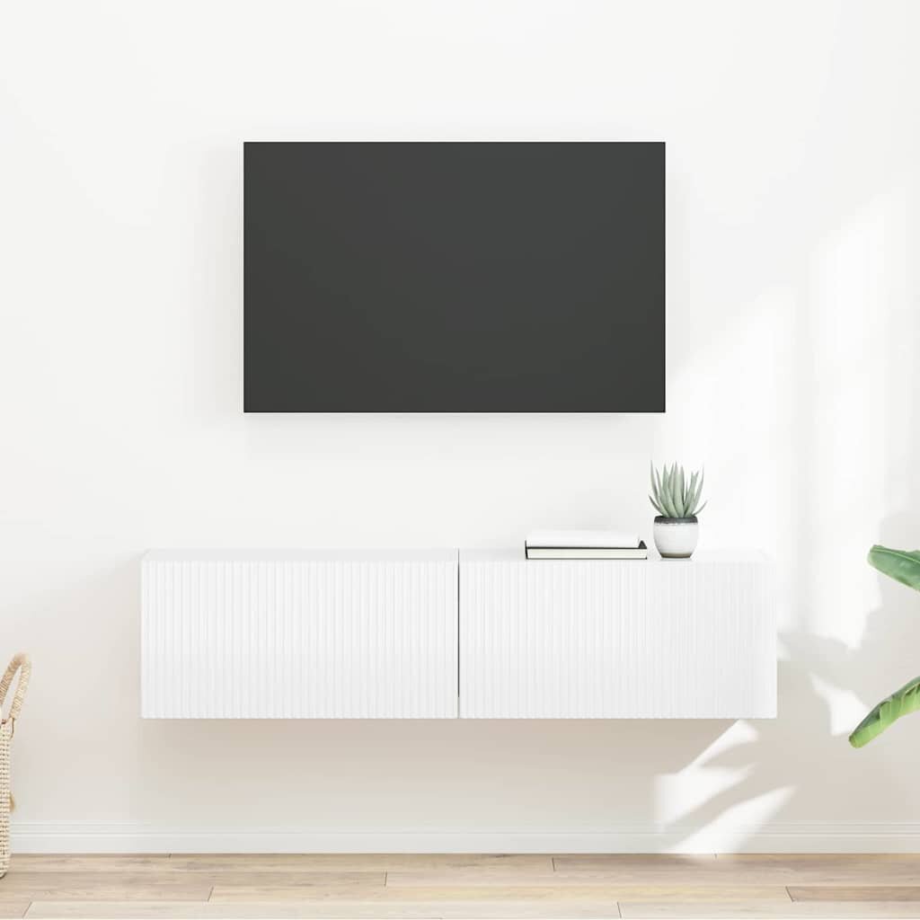 vidaXL TV стенен шкаф 2 бр. Гланц бяло Инженерна дървесина