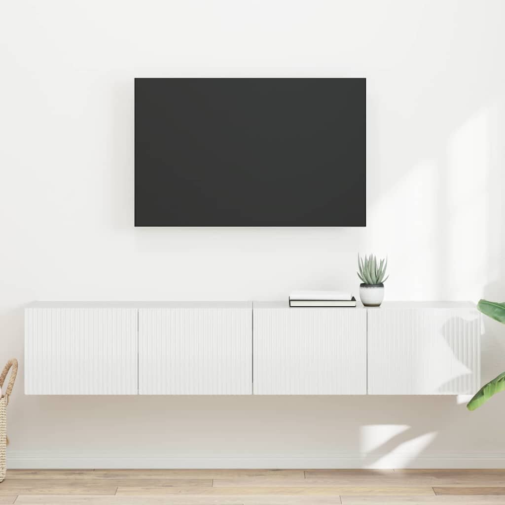 vidaXL TV стенен шкаф 2 бр. Гланц бяло Инженерна дървесина