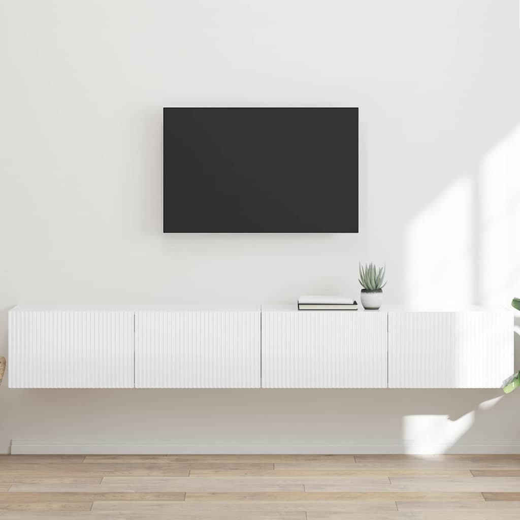 vidaXL TV стенен шкаф 2 бр. Гланц бяло Инженерна дървесина