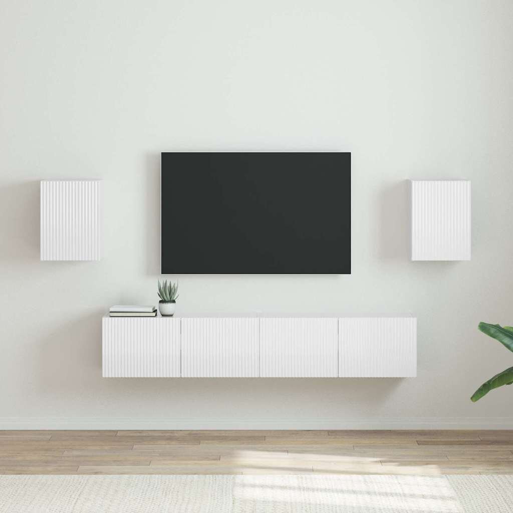 vidaXL TV стенен шкаф 2 бр. Гланц бяло Инженерна дървесина