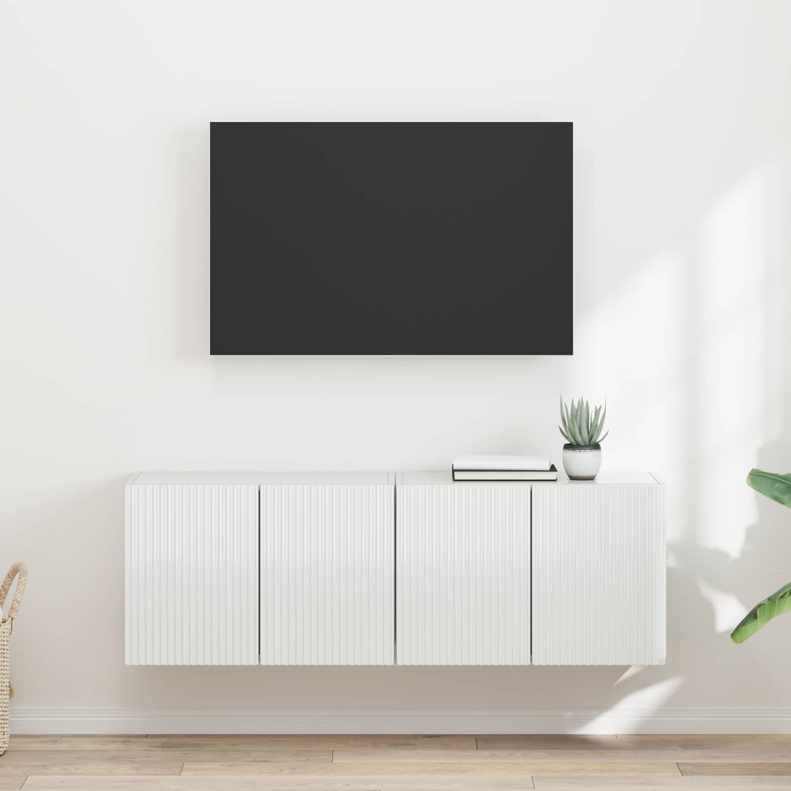 vidaXL TV стенен шкаф 2 бр. Лъскаво бяло Инженерна дървесина