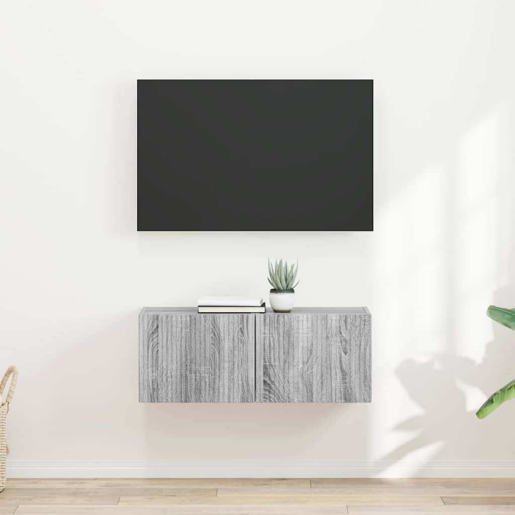 vidaXL TV стенен шкаф 2 бр. Сив Сонома Инженерна дървесина