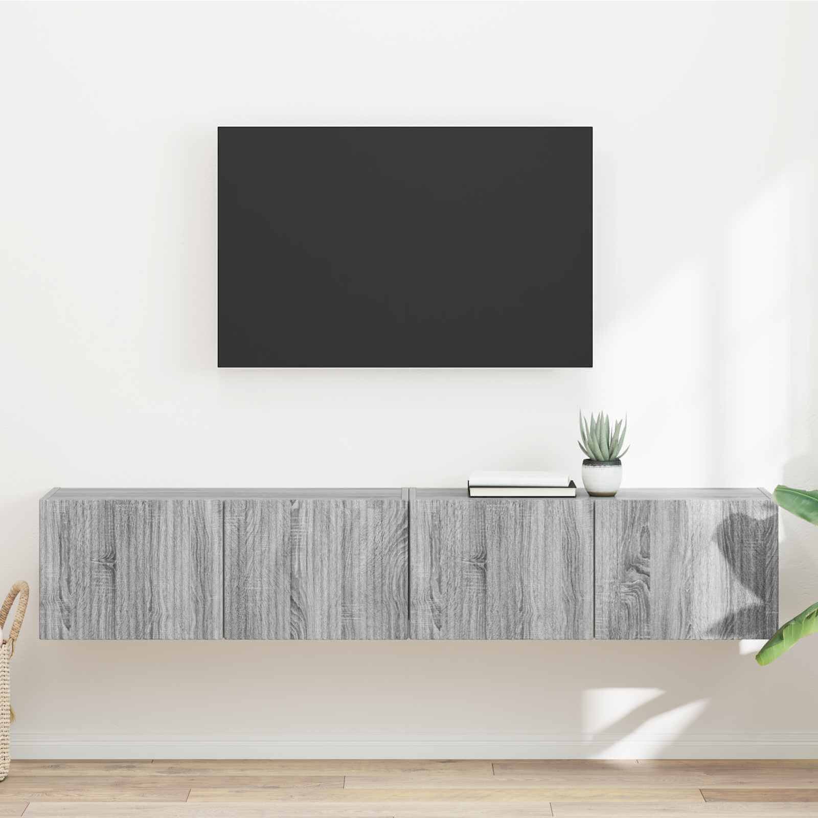 vidaXL TV стенен шкаф 2 бр. Сив Сонома Инженерна дървесина