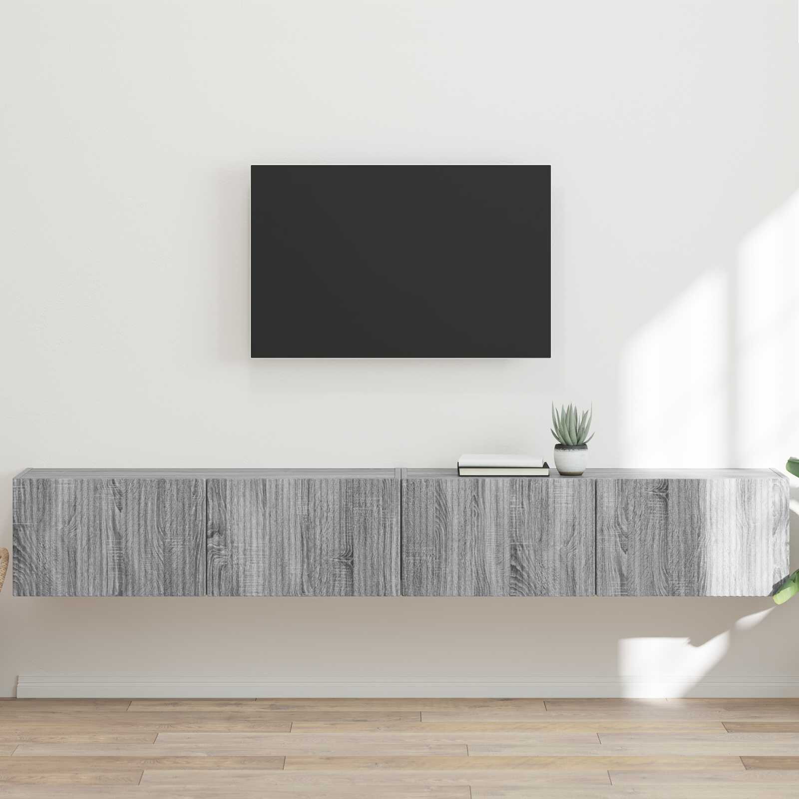 vidaXL TV стенен шкаф 2 бр. Сив Сонома Инженерна дървесина