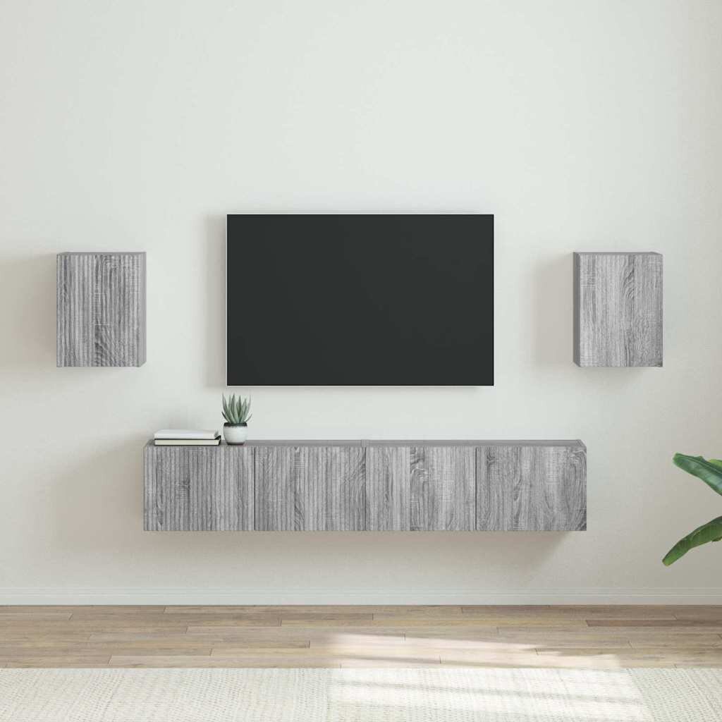 vidaXL TV стенен шкаф 2 бр. Сив Сонома Инженерна дървесина