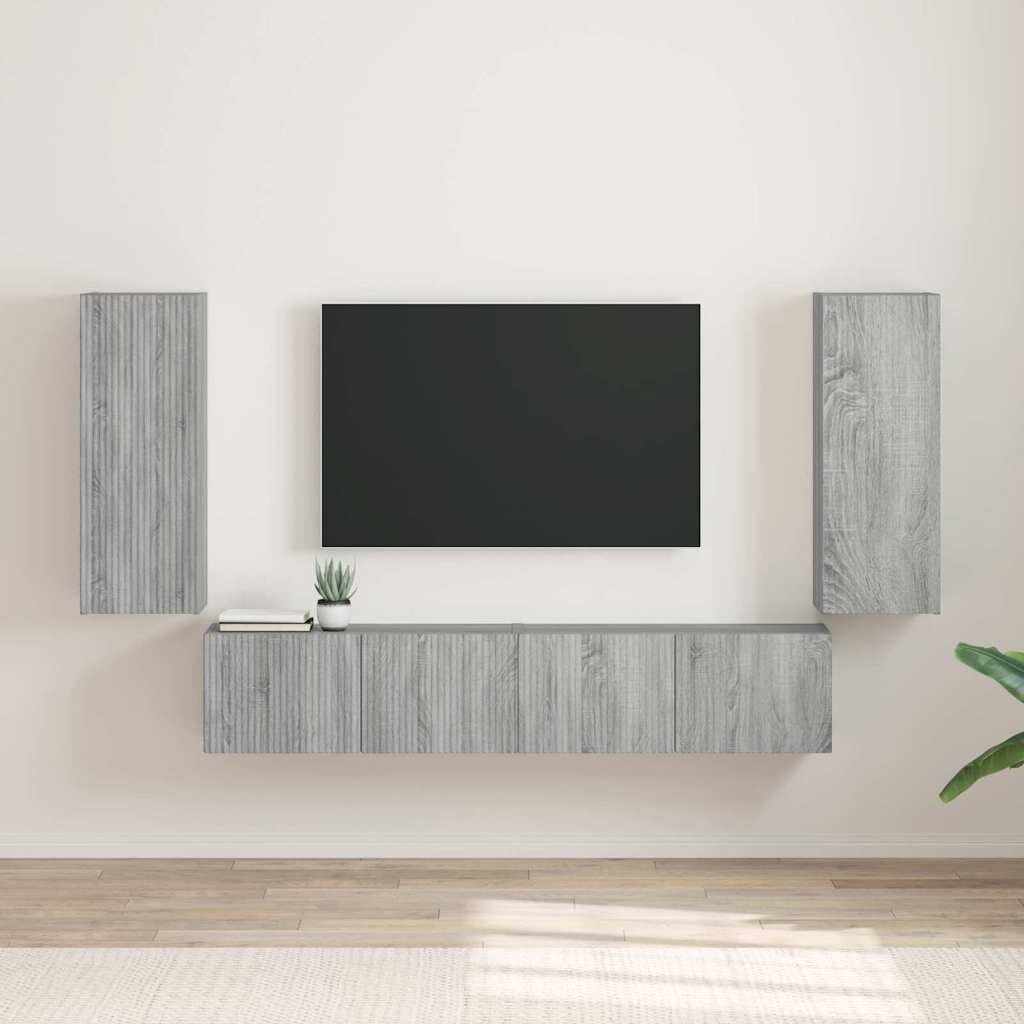 vidaXL TV стенен шкаф 2 бр. Сив Сонома Инженерна дървесина