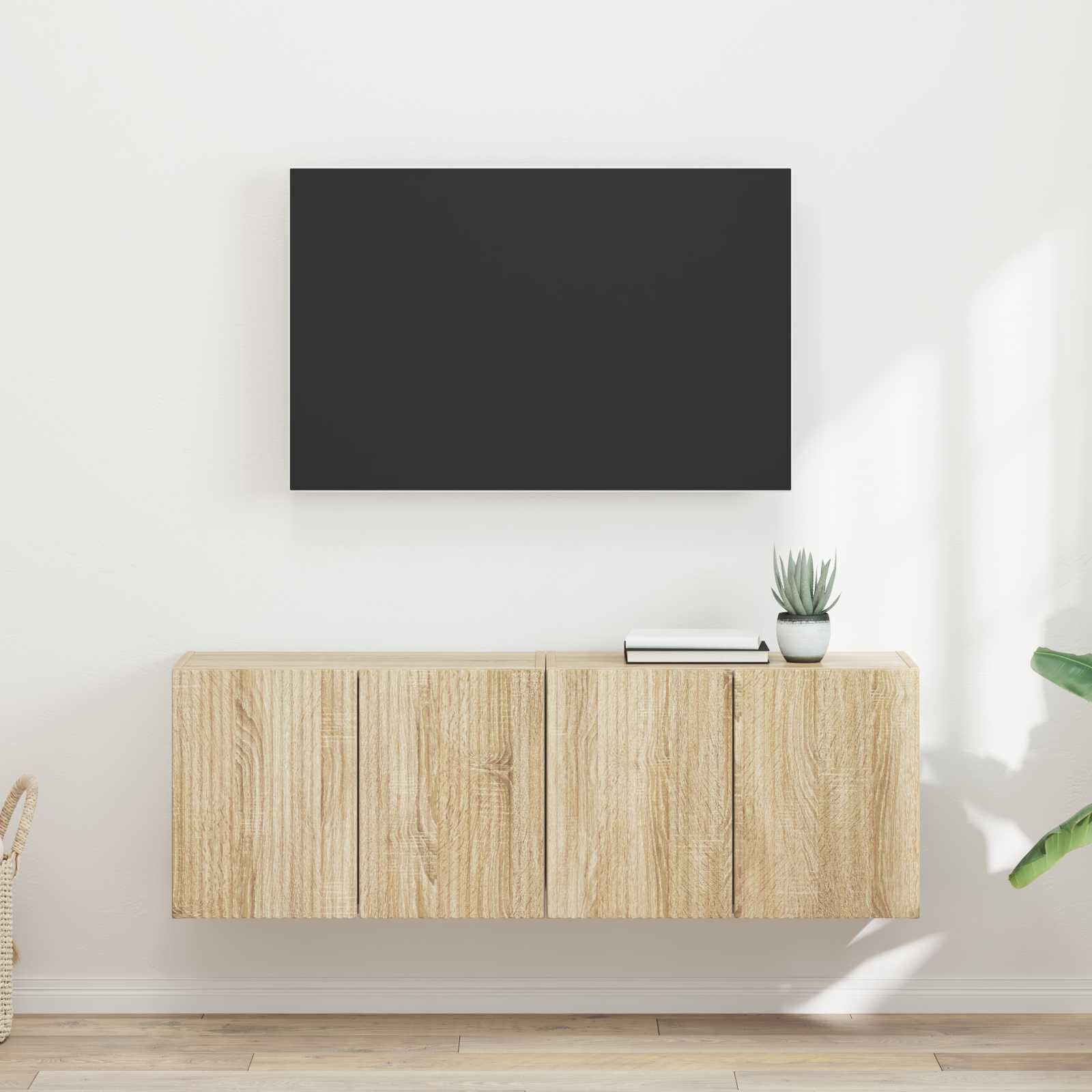 vidaXL TV стенен шкаф 2 бр. Сонома дъб Инженерна дървесина