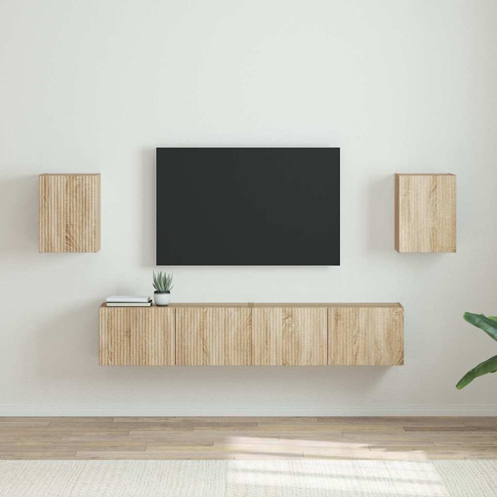 vidaXL TV стенен шкаф 2 бр. Сонома Инженерна дървесина
