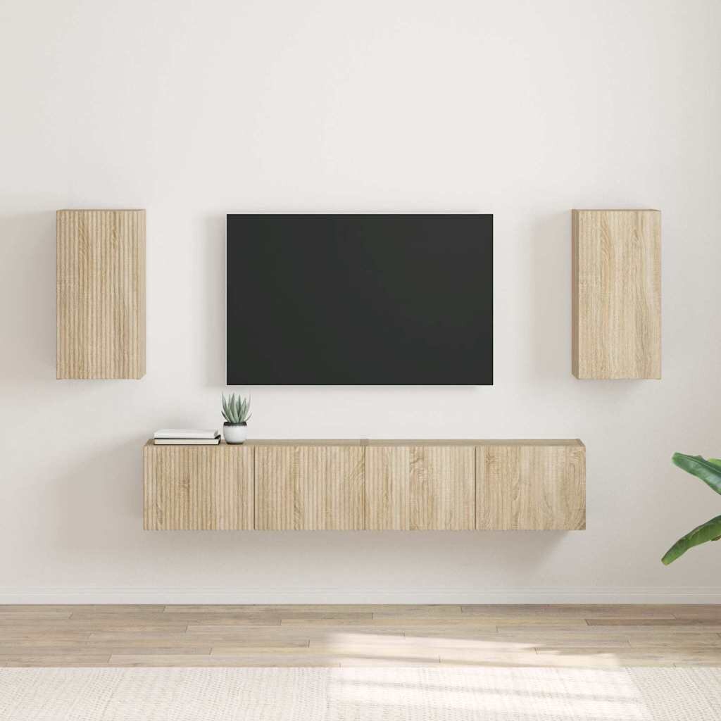 vidaXL TV стенен шкаф 2 бр. Сонома Инженерна дървесина