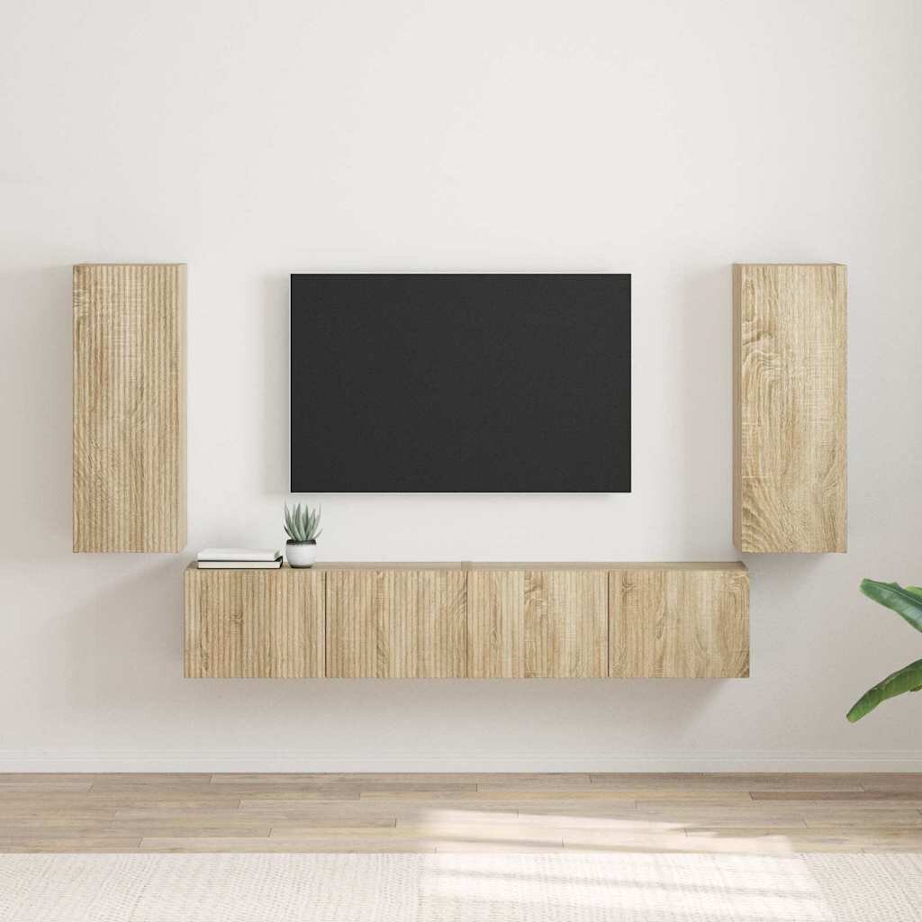 vidaXL TV стенен шкаф 2 бр. Сонома Инженерна дървесина