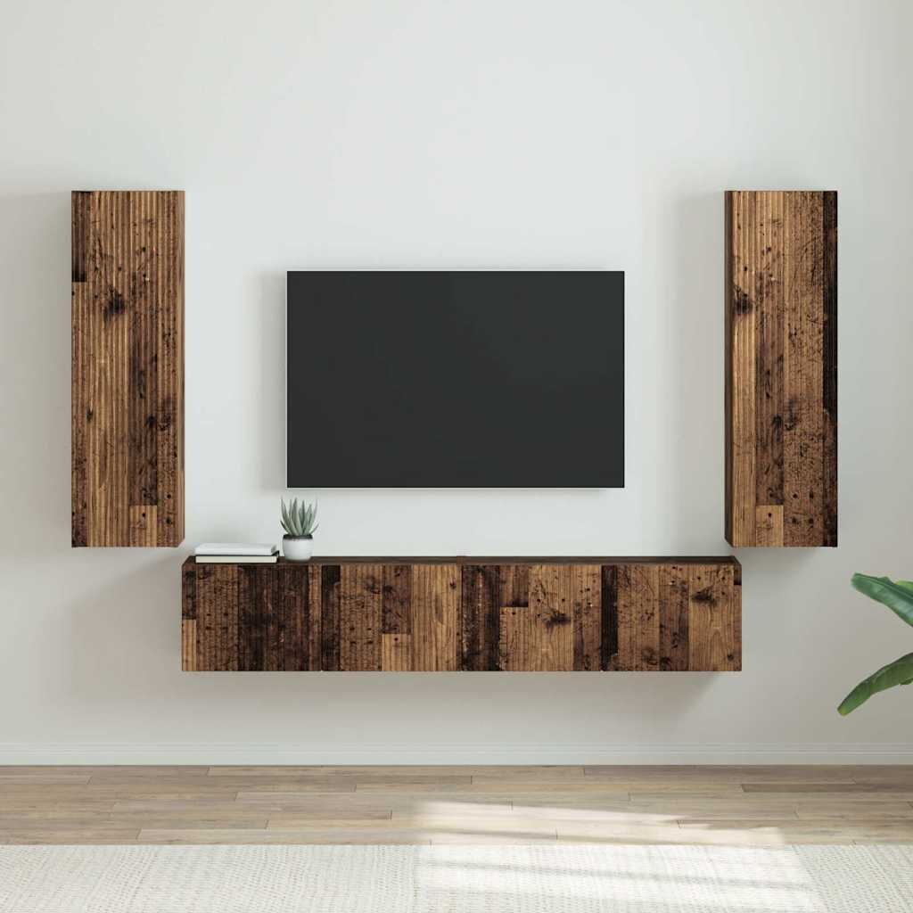 vidaXL TV стенен шкаф 2 бр. Старо дърво Инженерна дървесина