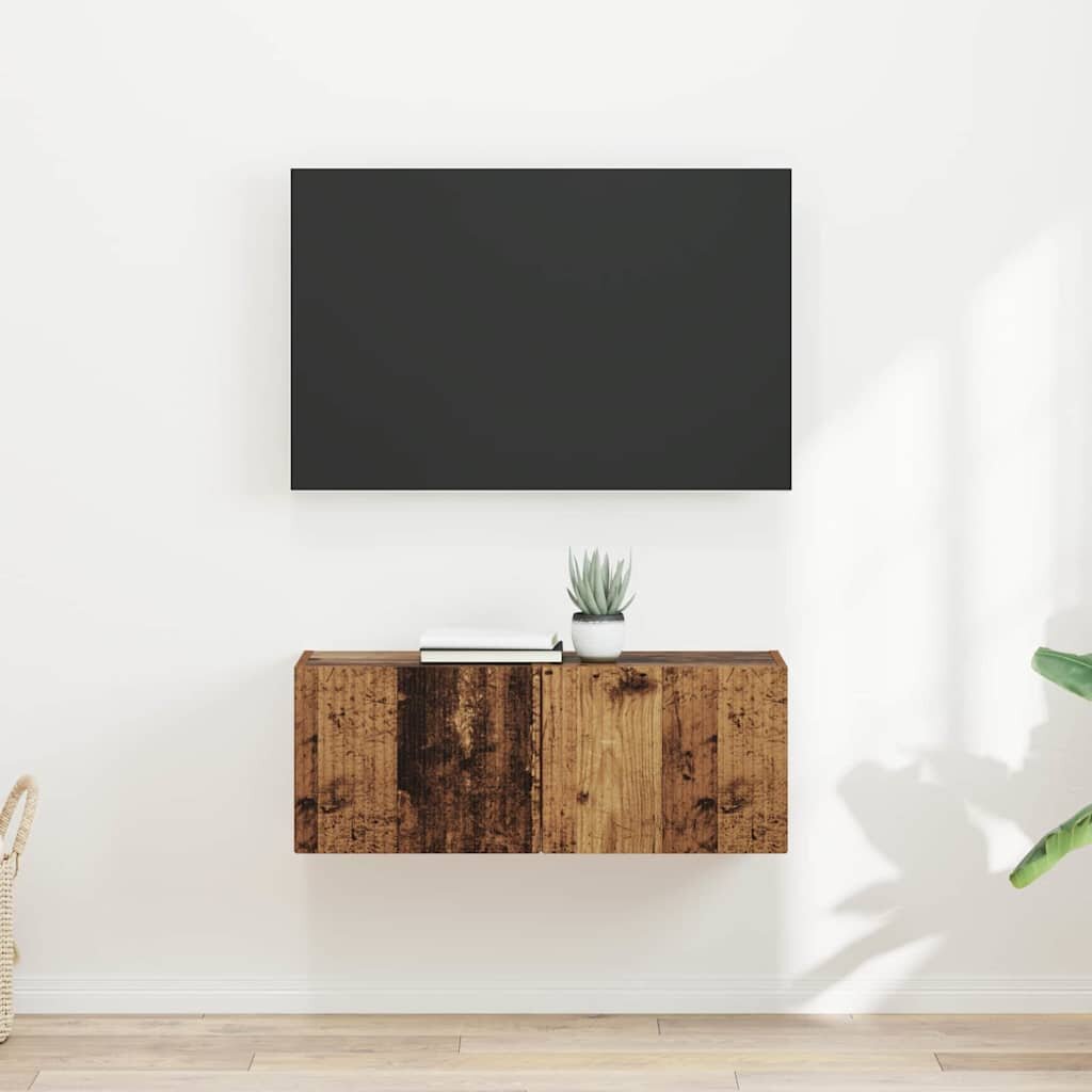 vidaXL TV стенен шкаф 2 бр. Старо дърво Инженерна дървесина