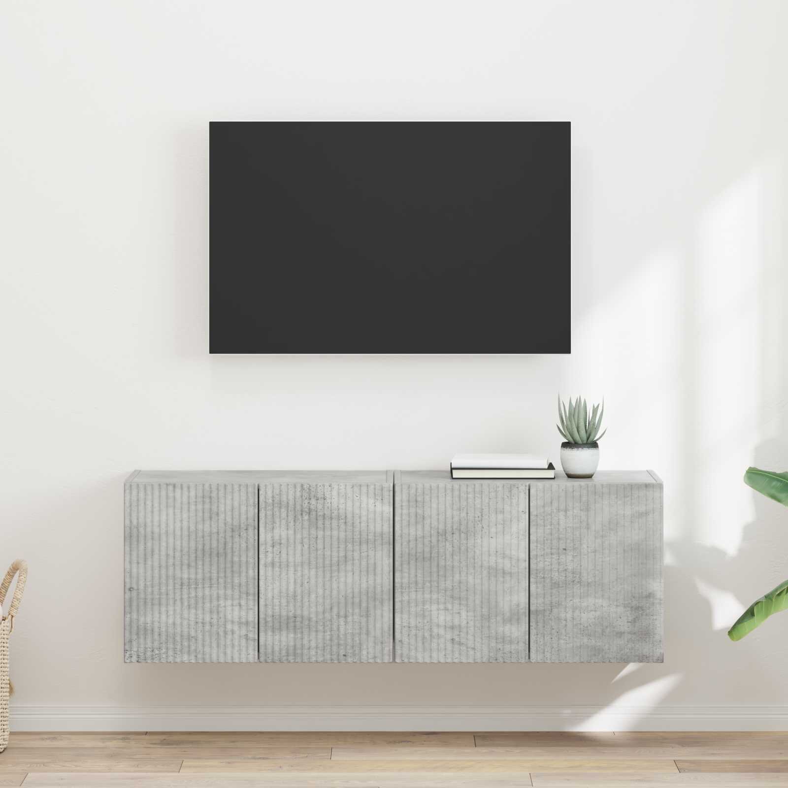 vidaXL TV стенен шкаф 2 бр. Циментено сиво Инженерна дървесина
