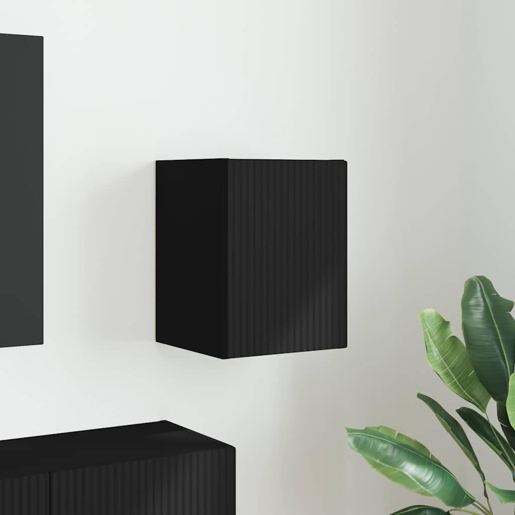 vidaXL TV стенен шкаф 30 x 31 x 40 см Черно Инженерна дървесина