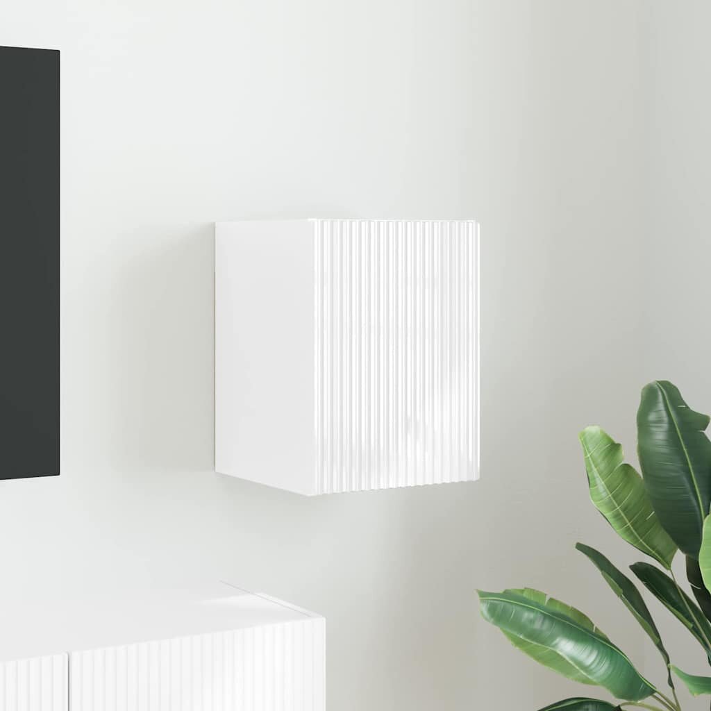 vidaXL TV стенен шкаф 30 x 31 x 40 см Гланц бяло Инженерна дървесина
