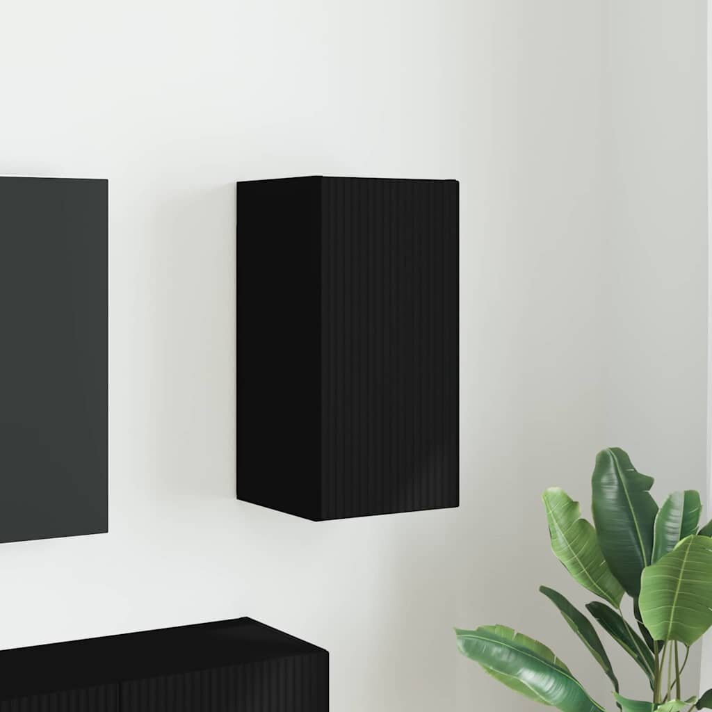 vidaXL TV стенен шкаф 30 x 31 x 60 см Черно Инженерна дървесина