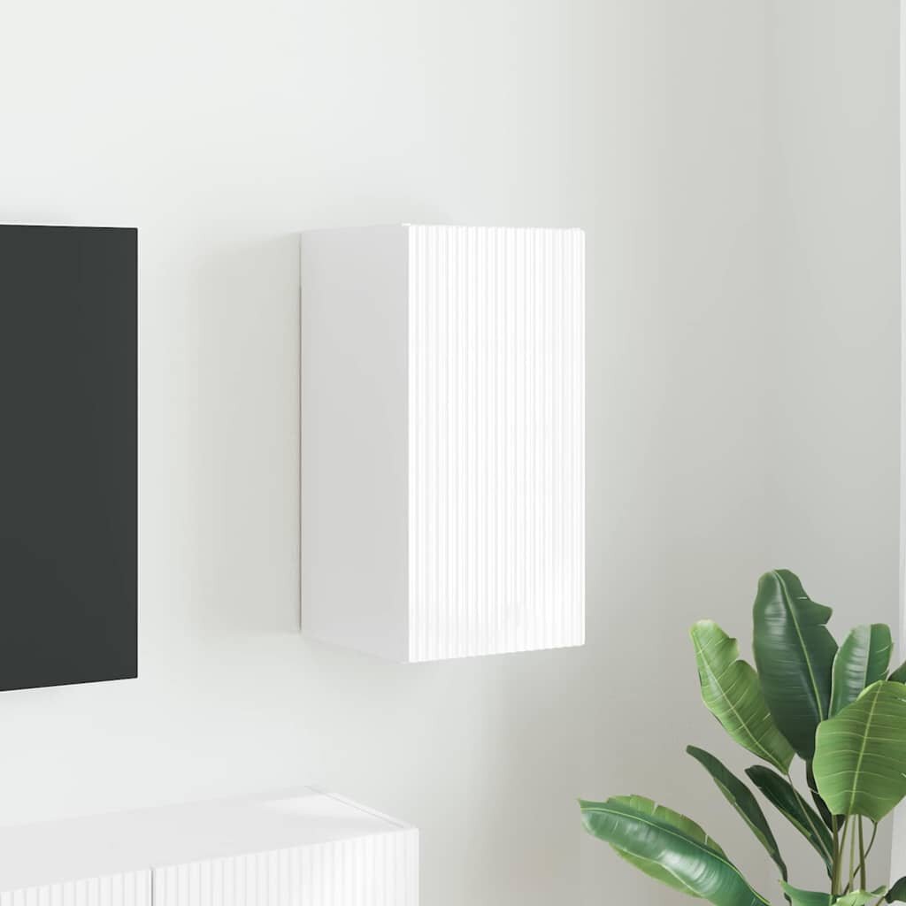 vidaXL TV стенен шкаф 30 x 31 x 60 см Гланц бяло Инженерна дървесина