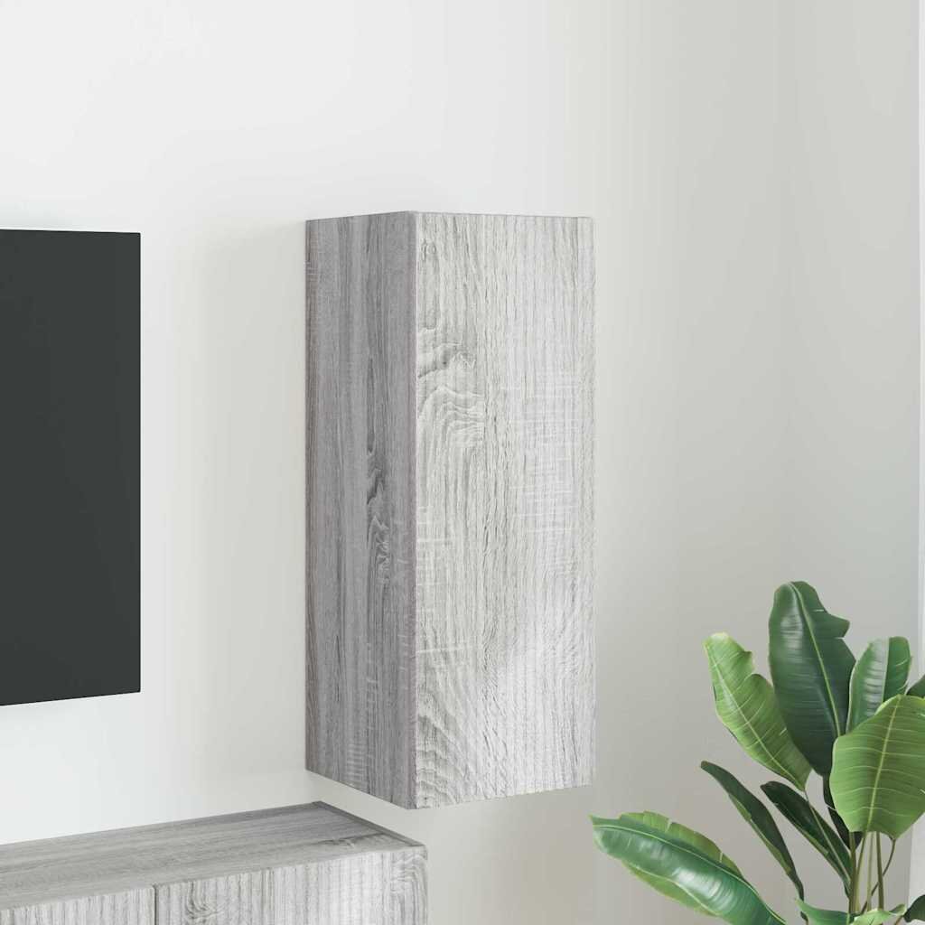vidaXL TV стенен шкаф 30 x 31 x 80 см Сив Сонома Инженерна дървесина