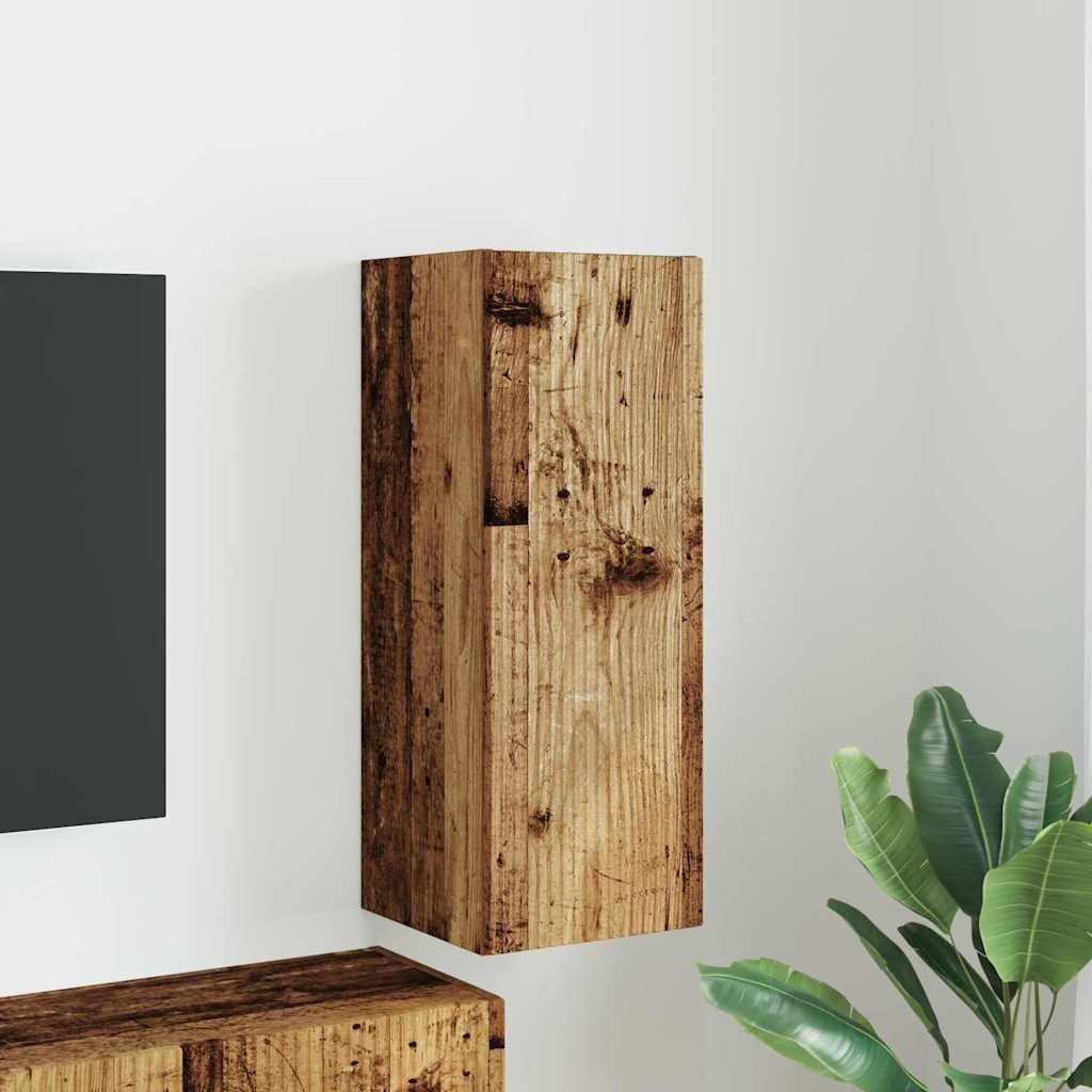 vidaXL TV стенен шкаф 30 x 31 x 80 см Старо дърво Инженерна дървесина